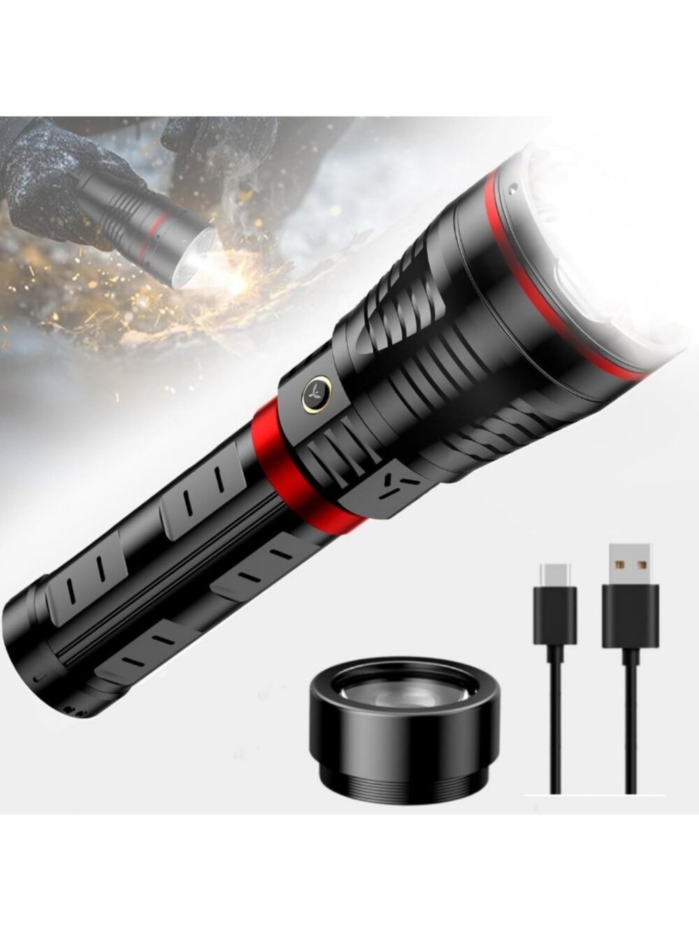SKYFIRE Brightest Flashlights High Lumens with Ignition Lens,20000 Super Bright